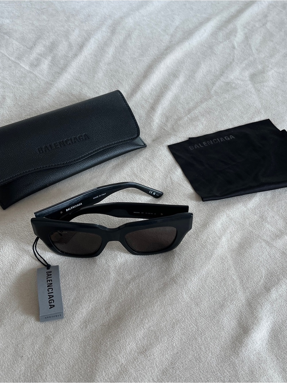 Balenciaga Square-Frame Acetate Sunglasses Black Womens BB0234S NWT - Picture 6 of 15